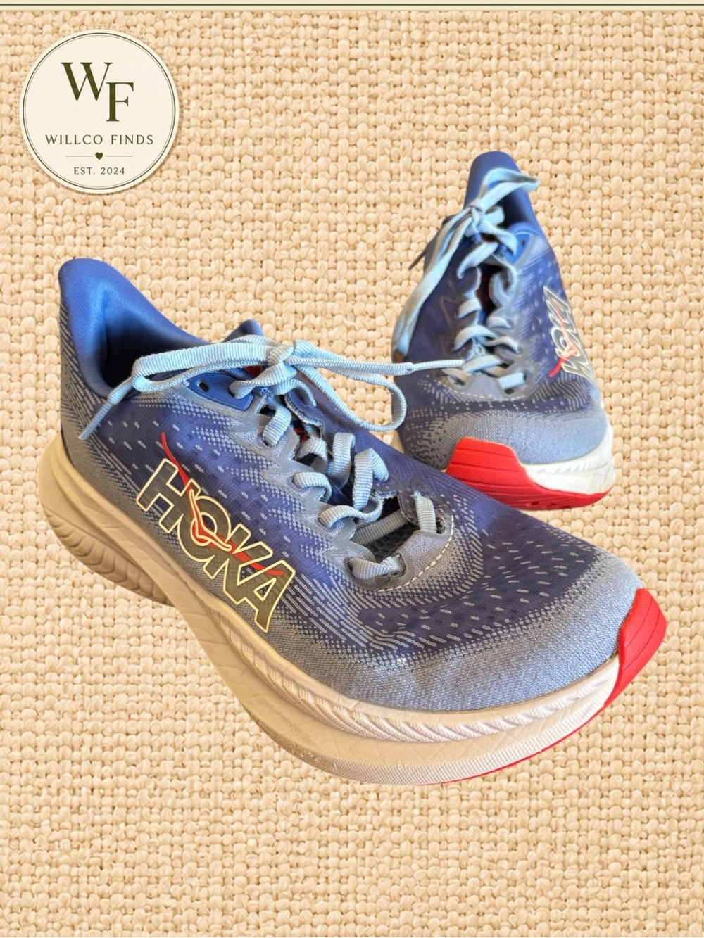 HOKA Mach 6 Men’s 8.5 Blue Red Running Athletic Shoes 1147790